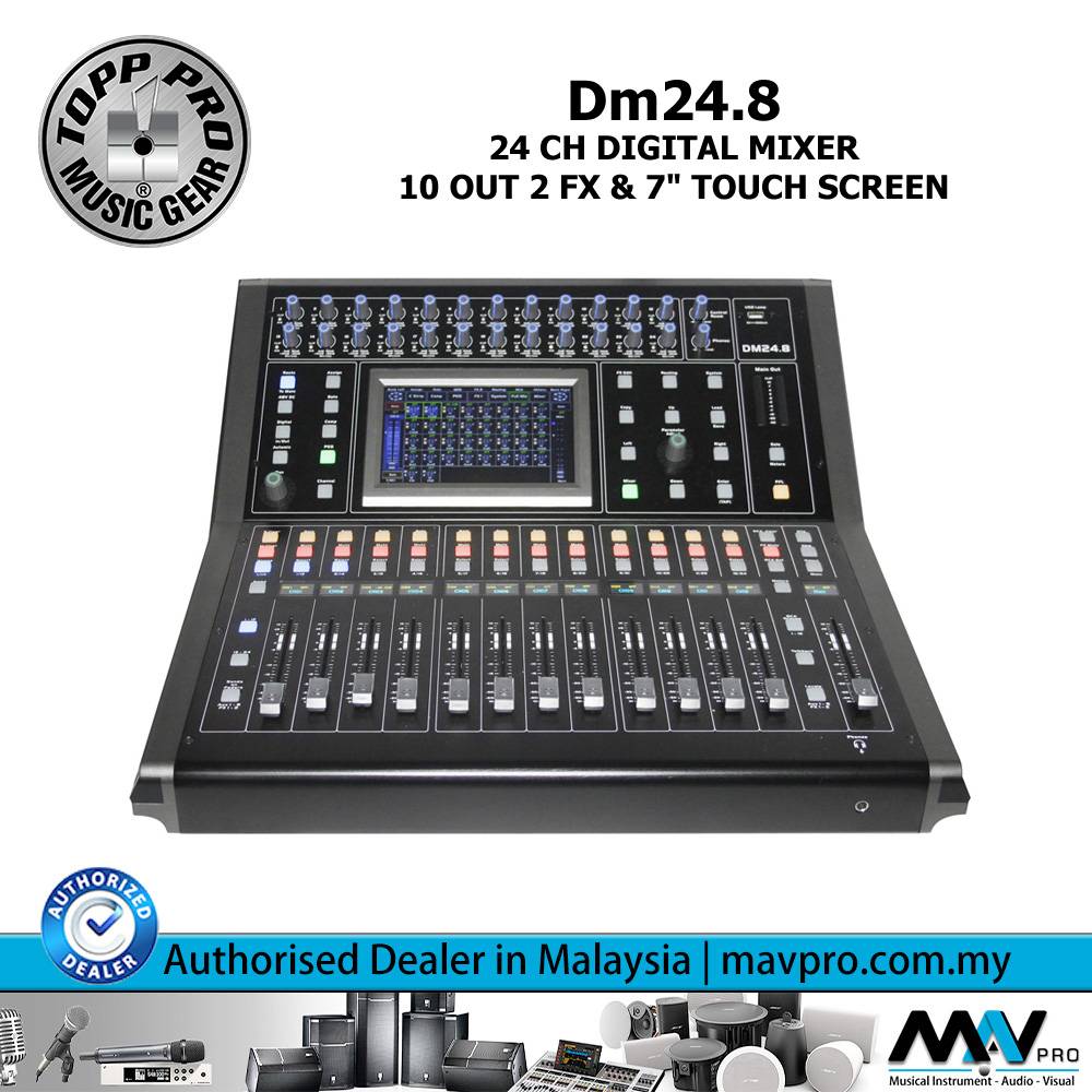 Topp Pro DM24.8 24 CH Digital Mixer 10 Out 2 FX & 7" Touch Screen l Mavpro Malaysia